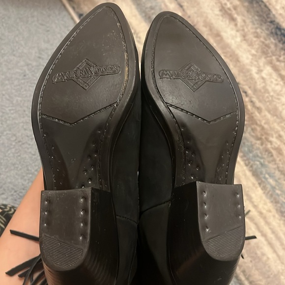 Maine Woods Leather Suede Black Fringe Cowboy Boots - Picture 5 of 7